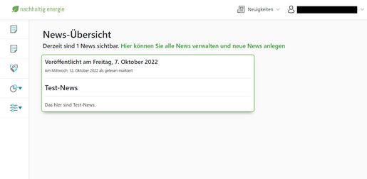 News-Übersicht im Firstcon eSales-Portal